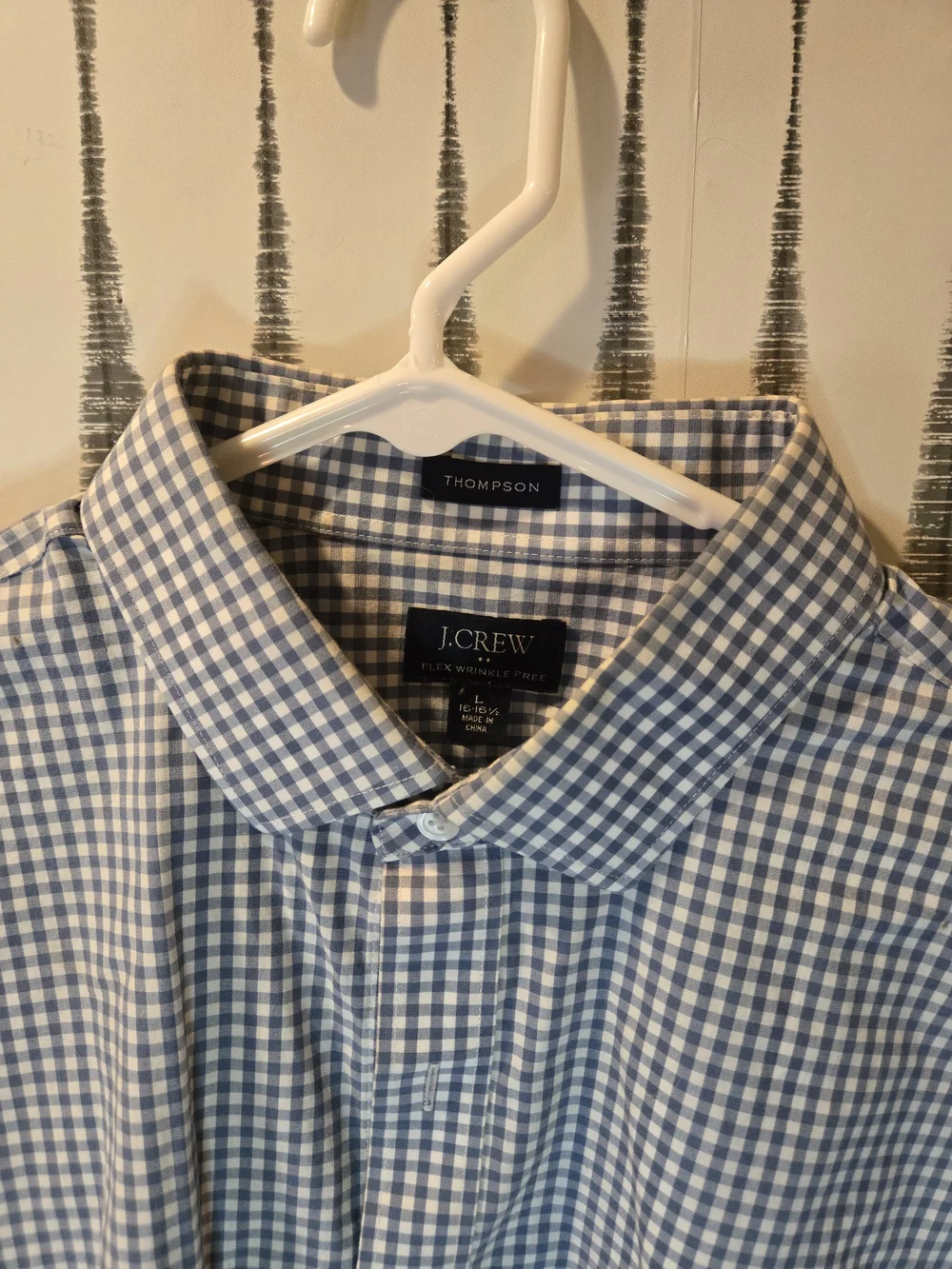 J. Crew Blue and White Gingham Button-Down Shirt Size LARGE